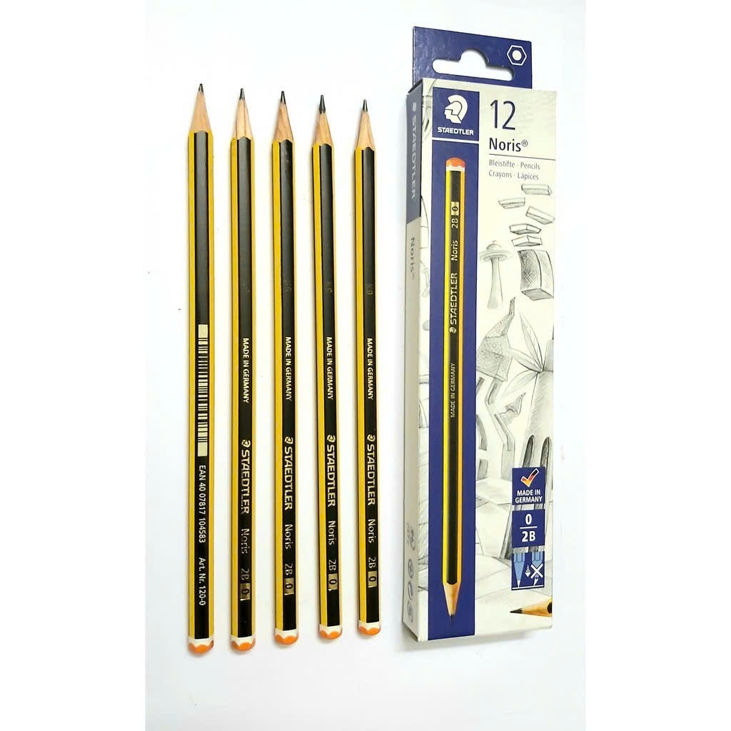 Hộp 12 bút chì Đức 2B Staedtler Noris cao cấp tặng kèm gọt chì chuyên dùng cho học sinh, sinh viên và văn phòng