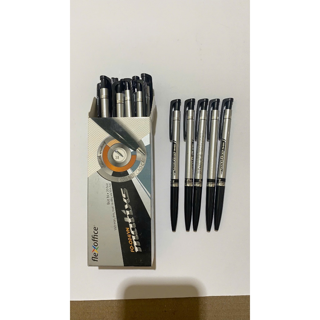 Combo 20 Bút bi Thiên Long FO-024 ngòi 0.7mm mực xanh/đỏ/đen không lem nhòe, văn phòng, học sịnh, sinh viên