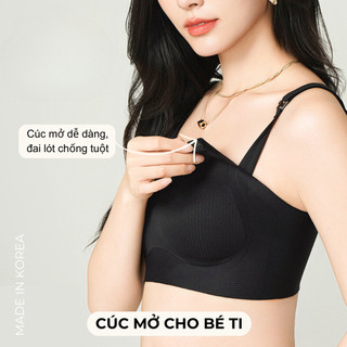 Áo Ngực Bầu Sau Sinh Cho Con Bú Belles Vải Cotton Lạnh Không Gọng Nâng Ngực Dùng Cho Máy Hút Sữa Có Nút Mở Bé Ti