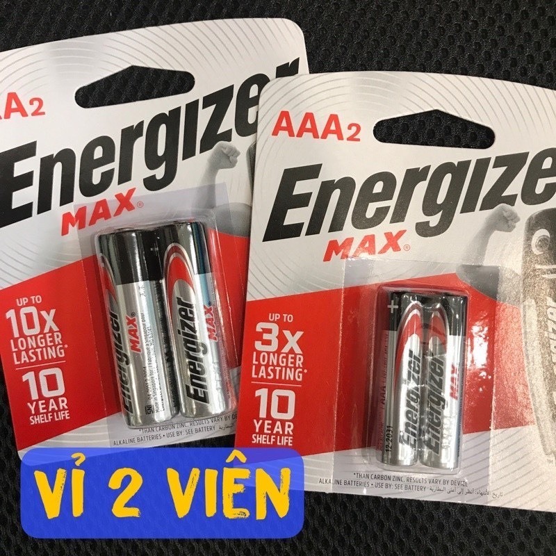 Vỉ 2 viên Pin Energizer AA MAX LR6 (Pin tiểu) – Vỉ 2 viên Pin Energizer AAA MAX LR03 (Pin đũa)