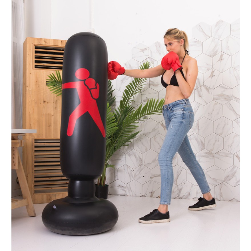 Trụ Đấm Bốc Tự Cân Bằng Bơm Hơi Cao Cấp, Tập Boxing Muay Thái Karate, trụ cao 1.2-1.6m