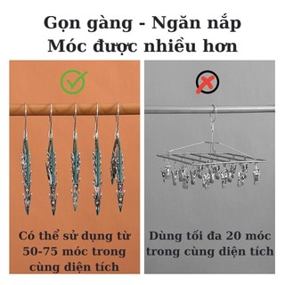 [Freeship] COMBO 3/5 Móc 10 Kẹp CONG Treo Quần Áo Chống Trượt Chống Gió Bằng Thép Bền Chắc Chắn