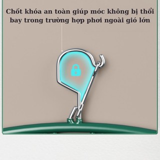[Freeship] COMBO 3/5 Móc 10 Kẹp CONG Treo Quần Áo Chống Trượt Chống Gió Bằng Thép Bền Chắc Chắn