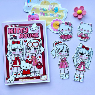 Đồ chơi bóc dán ngôi nhà Hello Kitty x Gacha - Búp bê giấy
