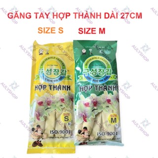 Bịch 10 Đôi Găng tay cao su Hợp Thành dài 27cm size M-S, găng tay rửa chén rửa bát, găng tay nấu nướng
