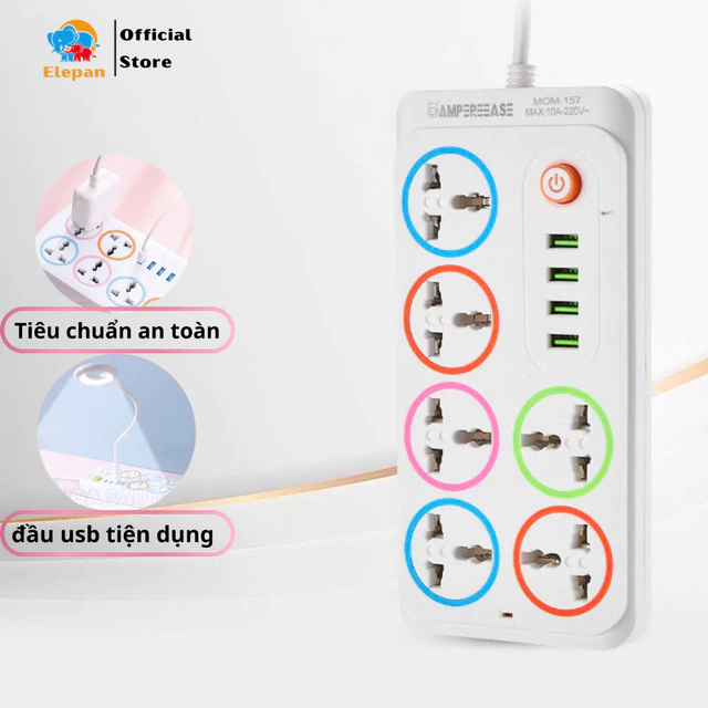 Ổ cắm điện USB đa năng cao cấp ELEPAN, ổ cắm chống giật dây dài 4 cổng usb an toàn tiện dụng # 6 ổ cắm