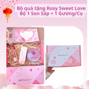 Bộ quà tặng Son Rosy loại 1 son sáp + 1 gương/cọ, Son sáp lì, bền màu, không trôi, chính hãng
