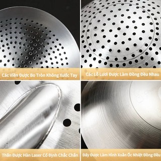 Chảo lọc Chảo vợt đồ chiên Inox Cao cấp Chubby Chef chuyên dụng rây bột lọc thức ăn đồ chiên xác trà, bã trái cây