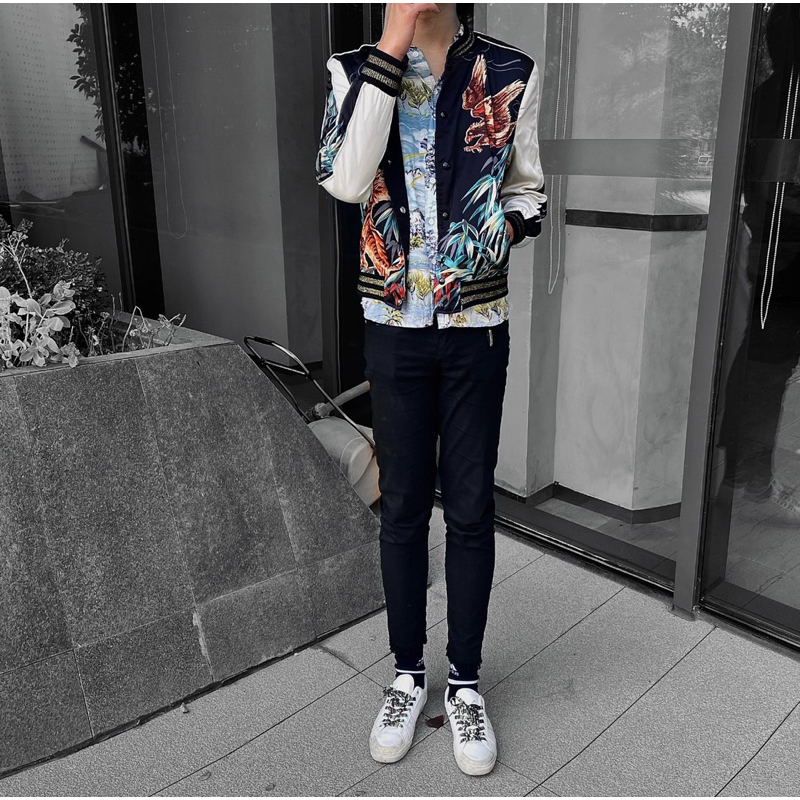 ⚡️[Hight Quality] Áo Khoác Sa1n1 Lau1n  Paris SS16 Tiger & Eagle Jacket - Collar Harry Style Điểm Nhấn Đại Bàng Cao Cấp