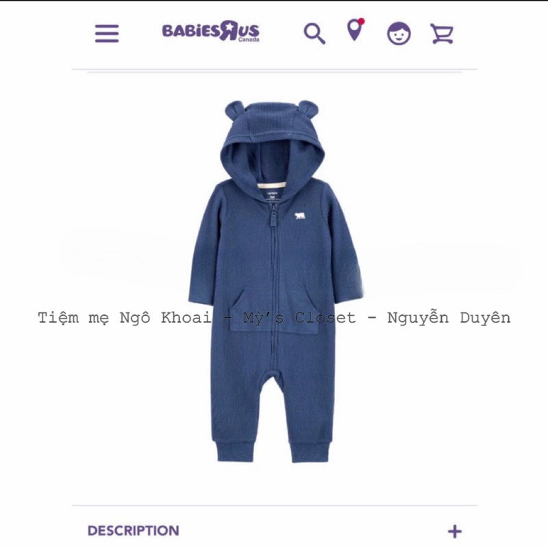 [MD148] Sleep suit hở bàn kèm mũ tai gấu xinh cho bé yêu
