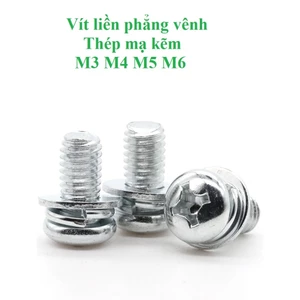 50 cái M3-M6 Vít pake liền long đen, vít liền phẳng vênh thép mạ M3, M4, M5, M6