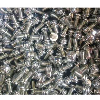 50 cái M3-M6 Vít pake liền long đen, vít liền phẳng vênh thép mạ M3, M4, M5, M6
