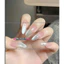 Nail Box mắt mèo ánh trăng, gắn charm, hồng, ombre trắng gạo đầu móng M112