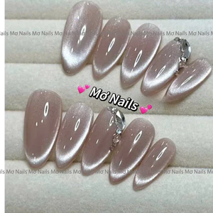 Nail Box thiết kế 10 mắt mèo kim cương fench đầu móng hồng nâu nude M113