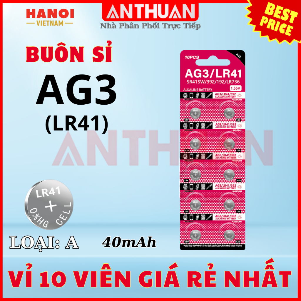 Pin nút áo AG3 G3 LR41 G3A LR736 SR41 L736 D392 SR41SW 192 Chất Lượng ...
