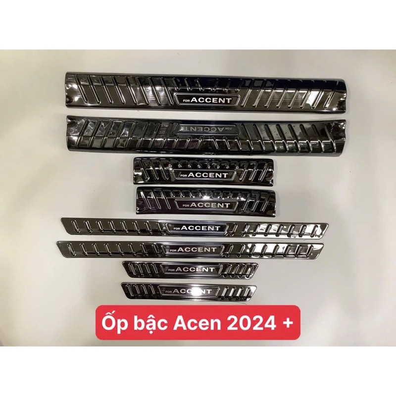 Ốp bậc cửa, nẹp bước chân xe  Accent 2024, 2025 mẫu titan Hàng cao cấp
