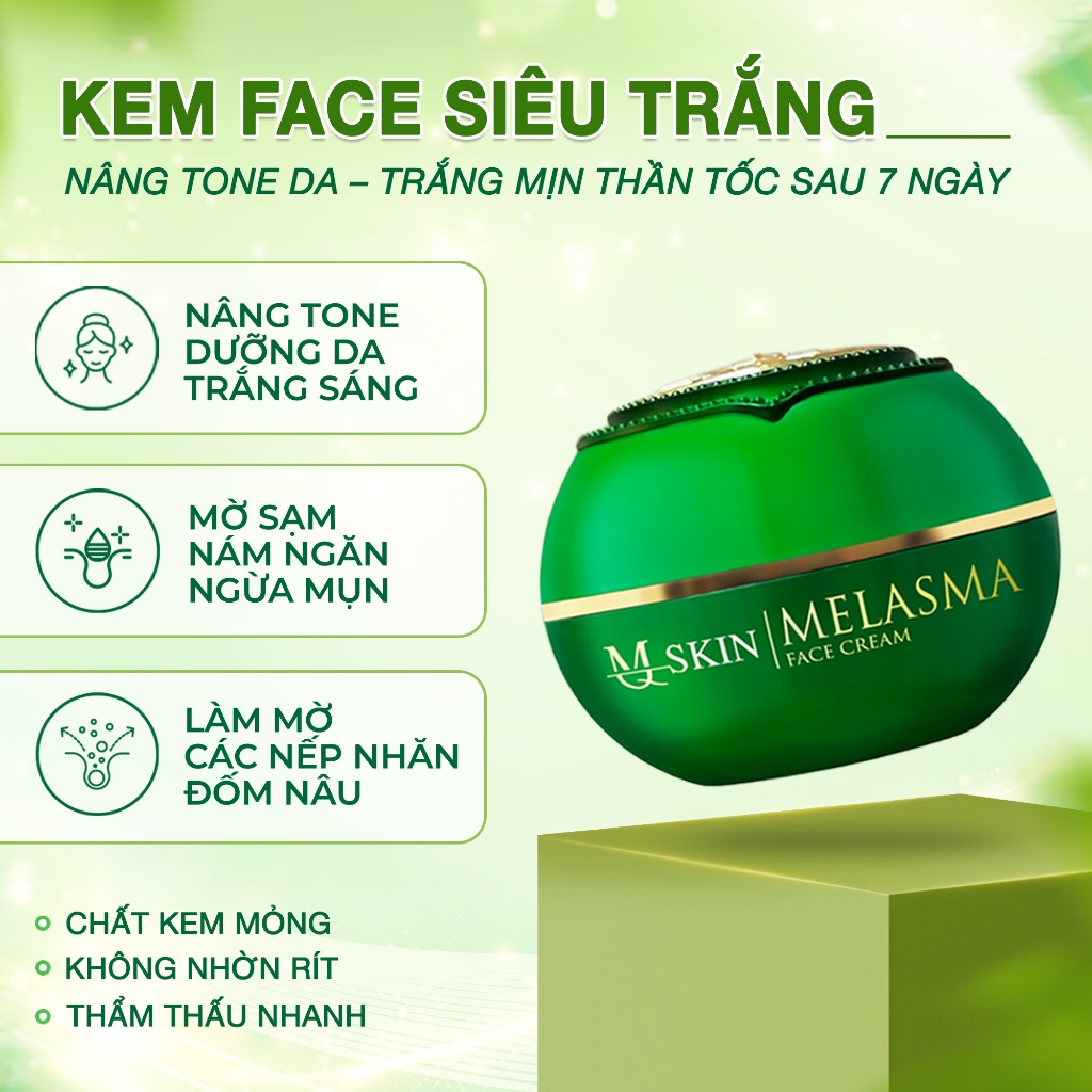 Ảnh Kem Face Trắng Da MQ SKIN MELASMA Giúp Da Trắng Sáng Tự Nhiên Giảm Nám, Tàn Nhang 30g 2