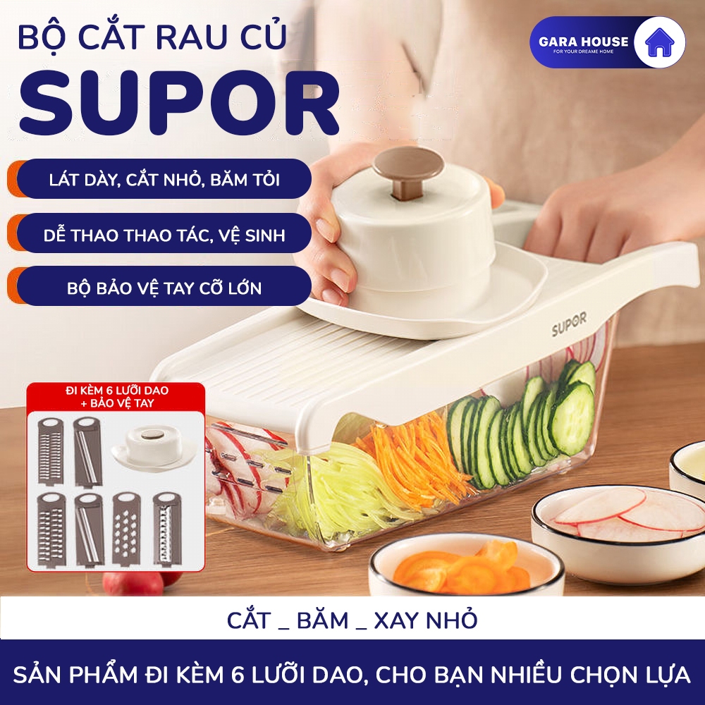 [CHÍNH HÃNG] Bộ cắt sợi rau củ Supor 6 lưỡi dao, đồ bào rau củ đa năng ...