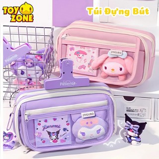 Hộp Bút Trong Suốt Kuromi/Capybara/Cún Trắng Dễ Thương Kích Thước Lớn Nhiều Ngăn Lưu Trữ Đi Kèm Nhiều Phụ Kiện Đáng Yêu