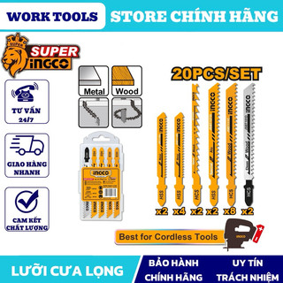 INGCO Bộ 20 lưỡi cưa lọng gỗ và kim loại JSBT2001