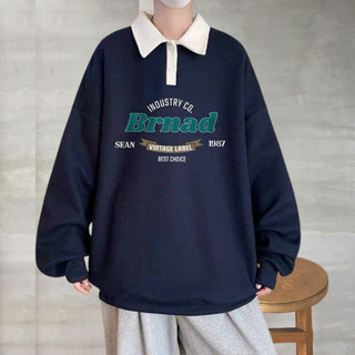 Áo sweater cổ polo BRAND họa tiết phong cách Hàn Quốc thời trang retro cho nam nữ thu đông mặc ấm cho cặp đôi K1