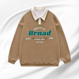 Áo sweater cổ polo BRAND họa tiết phong cách Hàn Quốc thời trang retro cho nam nữ thu đông mặc ấm cho cặp đôi K1