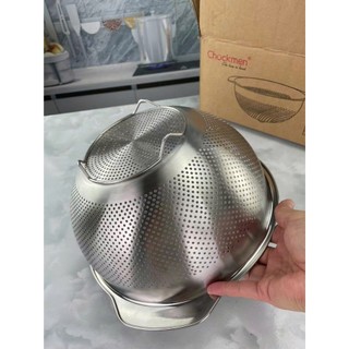 Rổ vo gạo Chockmen [248] inox 316NDT dáng bầu đựng rau, rổ iniox 2 quai, có chân inox ráo nước
