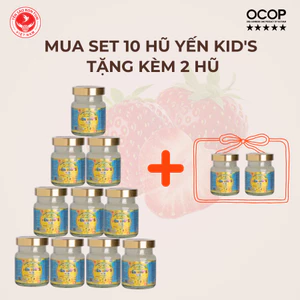 Set 10 Hũ Yến chưng cho Bé 25% Yến Sào Vị Dâu phát triển trí não 70ml