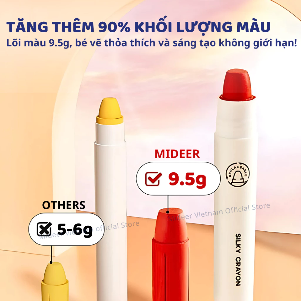 Màu Sáp Dầu Bút Sáp Lụa Vặn Hữu Cơ Mideer Silky Crayon Hộp Quai Cho Bé 12 24 36 Màu