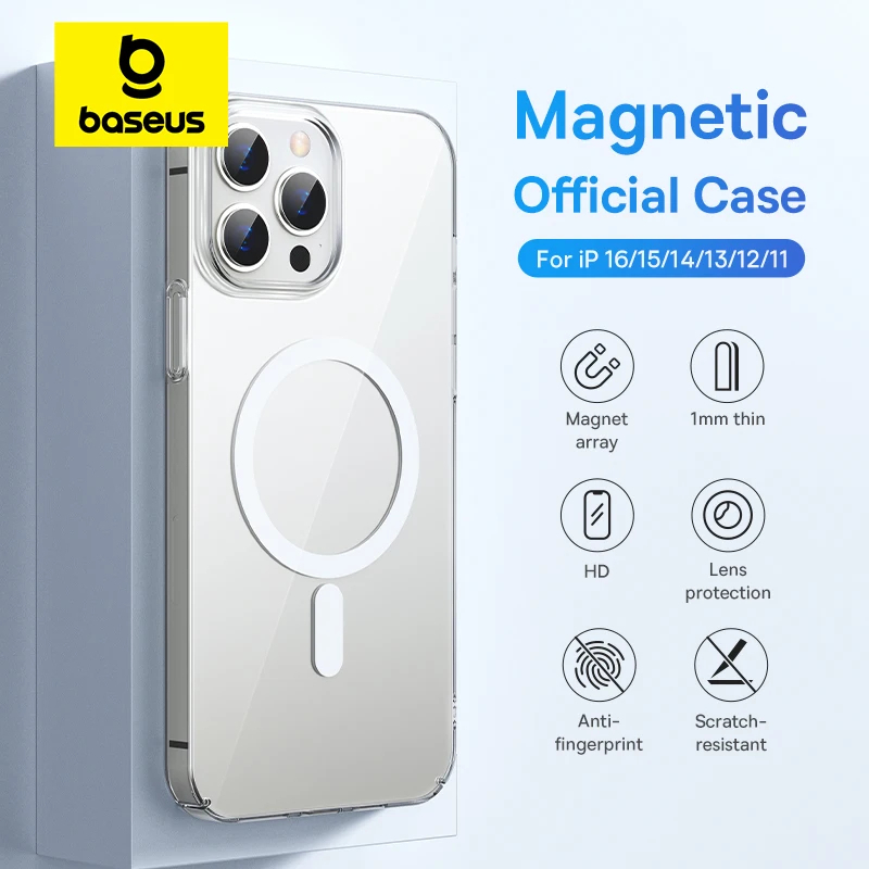 Ốp lưng nhựa cứng siêu mỏng từ tính kèm cường lực Baseus Crystal Magnetic Phone Case For iP (Tặng kèm cường lực)
