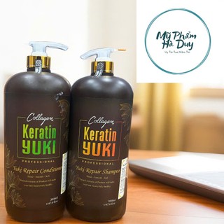 Gội xả colagen keratin YUKI 2000ml/1 chai siêu mềm mượt, kích mọc tóc , phục hồi tóc hư tổn