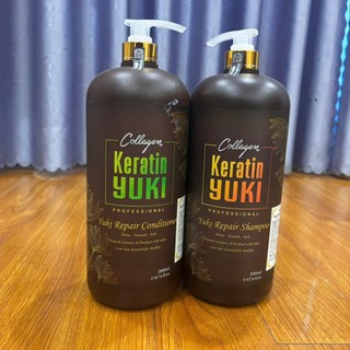Gội xả colagen keratin YUKI 2000ml/1 chai siêu mềm mượt, kích mọc tóc , phục hồi tóc hư tổn