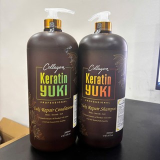 Gội xả colagen keratin YUKI 2000ml/1 chai siêu mềm mượt, kích mọc tóc , phục hồi tóc hư tổn