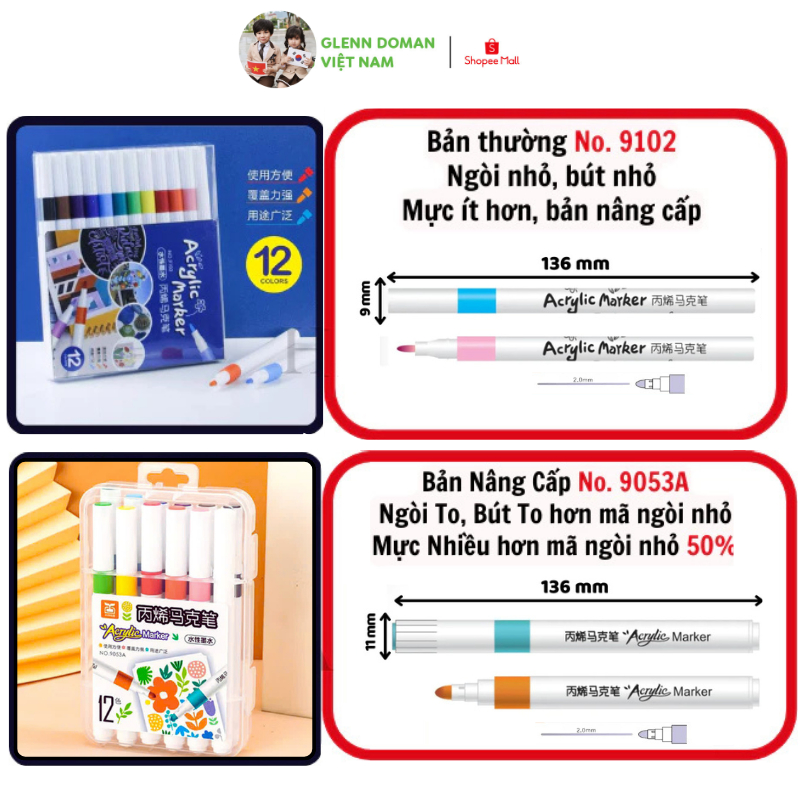 Ảnh Bút Màu Acrylic Marker Cao Cấp Có Thể Vẽ Chồng Màu, Màu Sắc Tươi Sáng ,Vẽ Trên Mọi Chất Liệu - Bút Lông Màu 2