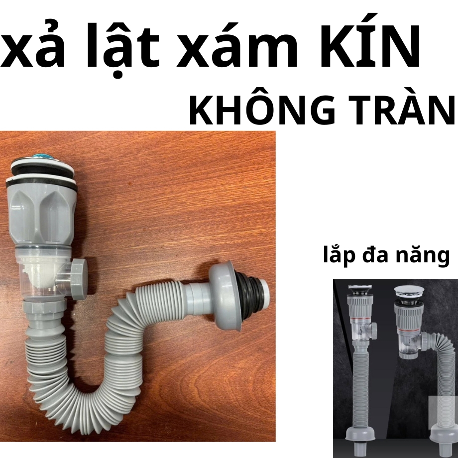 Bộ xả lavabo ruột gà chống hôi full nhựa, tim nhựa nút nhựa Lựa chọn ...