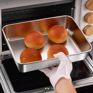 Khay inox đựng thức ăn sâu lòng cao cấp Chubby Chef hình chữ nhật dày dặn chuyên dùng để làm bánh sử dụng trong lò nướng