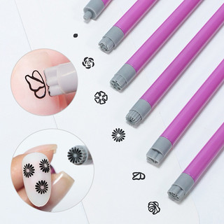Bộ bút silicon in móng nhiều hoạ tiết - set 6 con dấu in , dùng với gel vẽ đặc