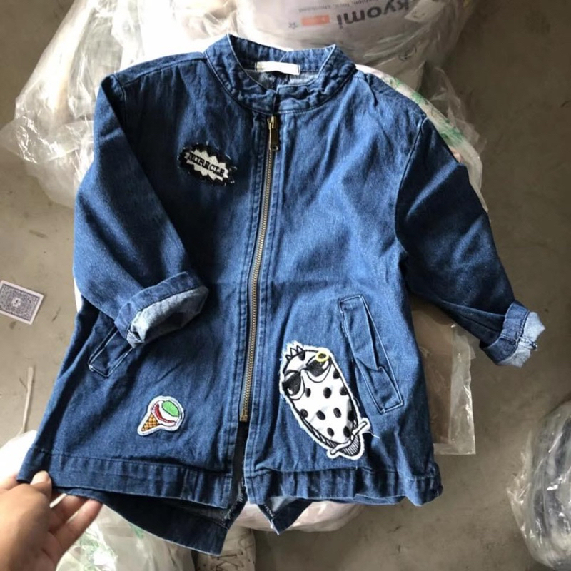Áo khoác jean bé trai bé gái X00-016 xuất Hàn GXDD có khóa kéo – áo jean trẻ em 5-11 tuổi (15-30kg)