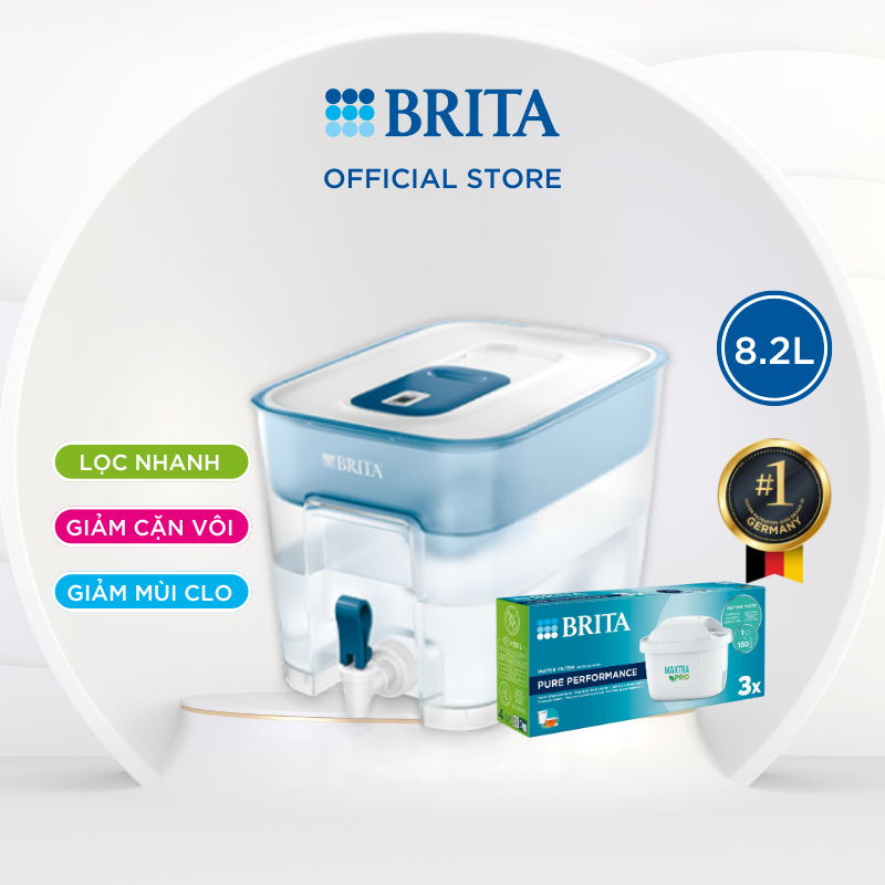 Ảnh Combo bình lọc nước BRITA Flow 8.2L + Hộp 3 lõi lọc BRITA Maxtra 1