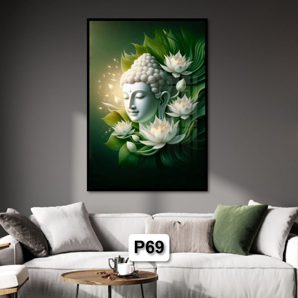 Tranh Gỗ Tráng Gương Có Khung Phật Giáo  - Tranh Treo Tường - Tráng Gương - Phòng Thờ