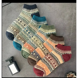 Tất Vớ thời trang cổ thấp phong cách họa tiết cổ điện chất liệu cotton thấm hút thoải mái