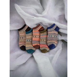 Tất Vớ thời trang cổ thấp phong cách họa tiết cổ điện chất liệu cotton thấm hút thoải mái