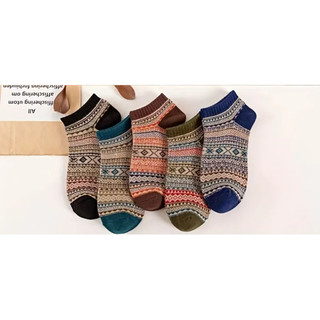 Tất Vớ thời trang cổ thấp phong cách họa tiết cổ điện chất liệu cotton thấm hút thoải mái