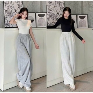 Quần Nỉ Ống Rộng Vải Nỉ Ép Mịn Dầy Dặn (Có bản nấm 076) Quần Nỉ Dáng Suông Rộng Dài Thể Thao Cá Tính Cho Nữ MA99