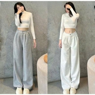 Quần Nỉ Ống Rộng Vải Nỉ Ép Mịn Dầy Dặn (Có bản nấm 076) Quần Nỉ Dáng Suông Rộng Dài Thể Thao Cá Tính Cho Nữ MA99
