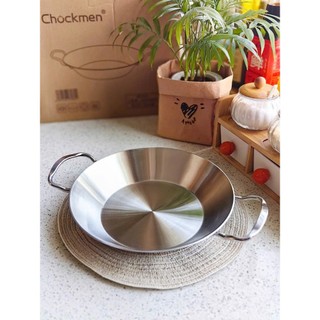 Chảo xào hai quai Chockmen [66] inox 316NDT, 3 lớp liền khối, size 20/24cm dùng được bếp từ C66