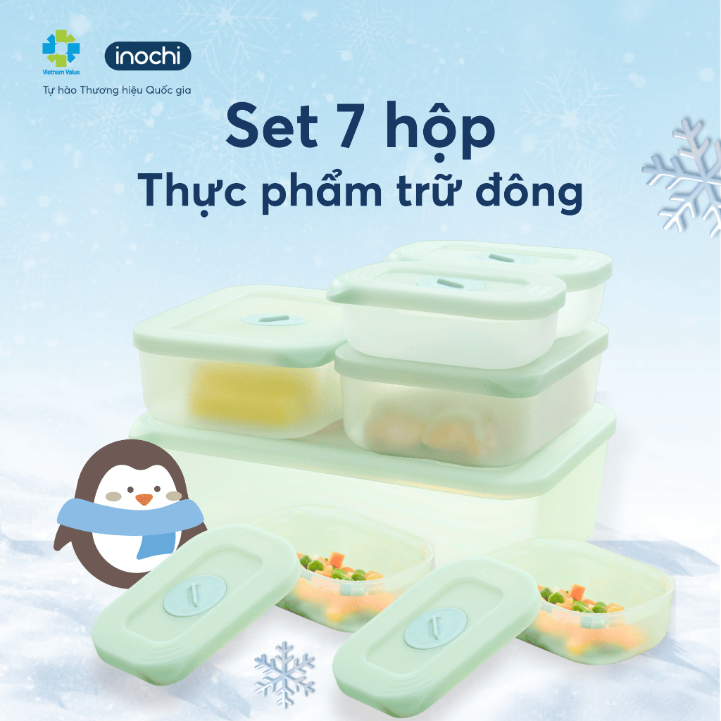 Bộ 7 Hộp Trữ Đông Inochi Hokkaido: 2x290ml, 4x900ml,1x3600ml, Nhựa PP ...