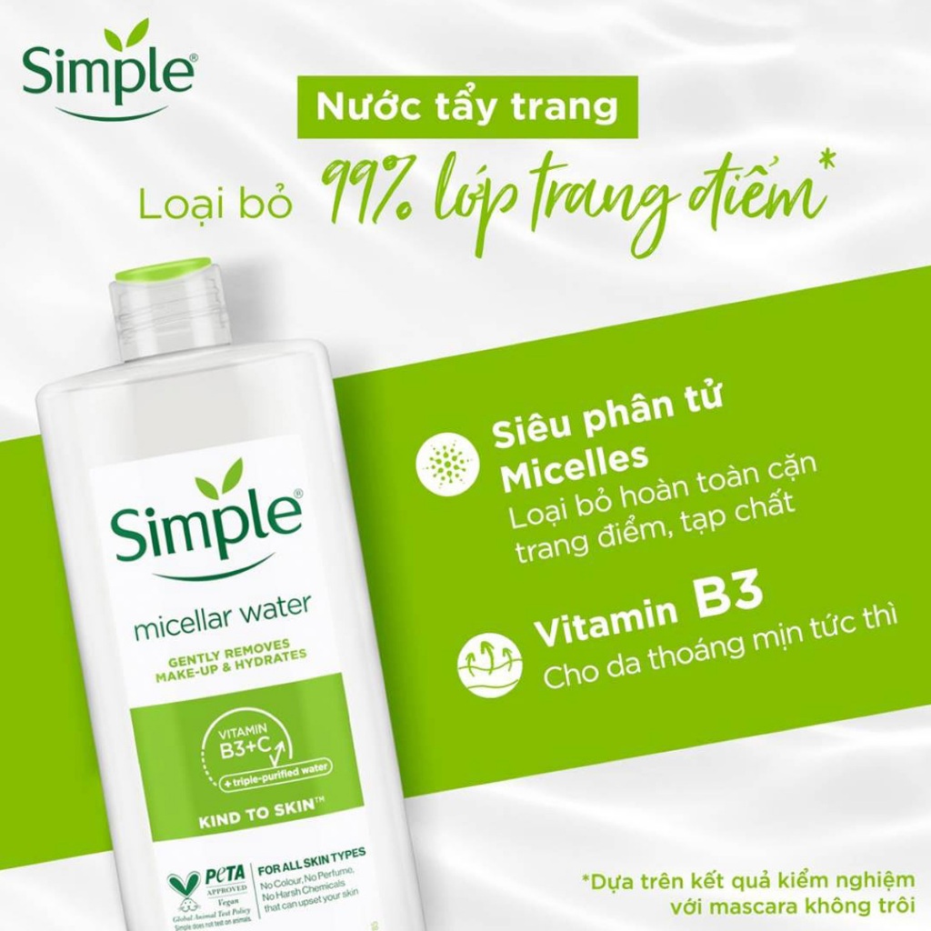 Ảnh Combo Simple Cho Da Nhạy Cảm - Nước Tẩy Trang (NTT), Sữa Rửa Mặt (SRM), Toner, Kem Dưỡng (KD) 3