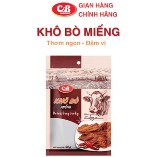 Khô Bò Miếng C&B món ăn vặt hàng đầu, thức ăn khô tiện lợi cho mọi nhà 50G 100G