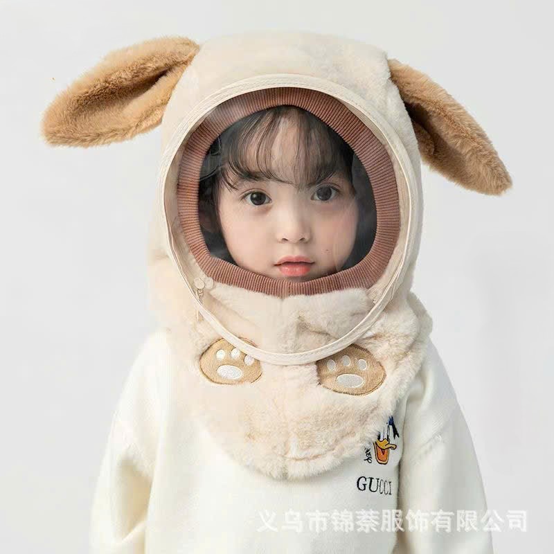 Mũ Chống Gió Len Lông Cừu Mềm Mịn Trùm Đầu Kèm Kính Chống Bụi, Giọt Bắn Cho Bé Chất Liệu Kính Mica HIQ01 - 3SBABY